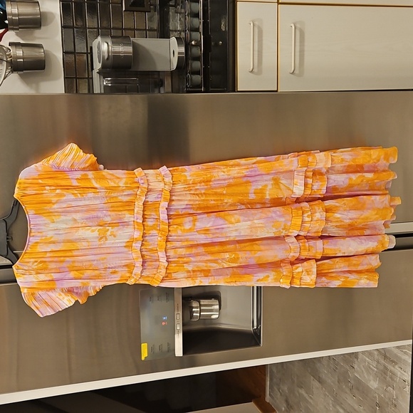 💕CURRENT AIR💕 Ruffle Sleeve V-Neck Elastic Waist Dress Floral Print Large NWT - Picture 12 of 16